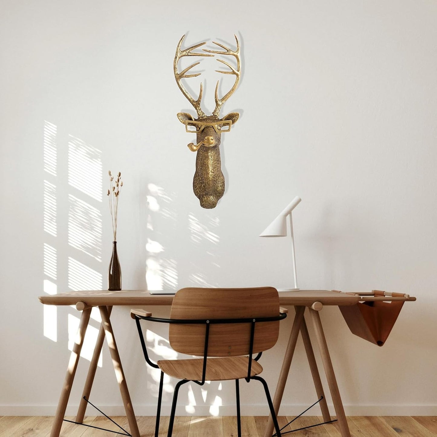 GUASDIE Animal Heads Wall Decor, Faux Deer Head Mount, Animal Sculptures Wall Decor, Resin Animal Head Wall Hanging Decoration for Living Room Bedroom Kitchen Gift,5pcs, 1587574779-65291236