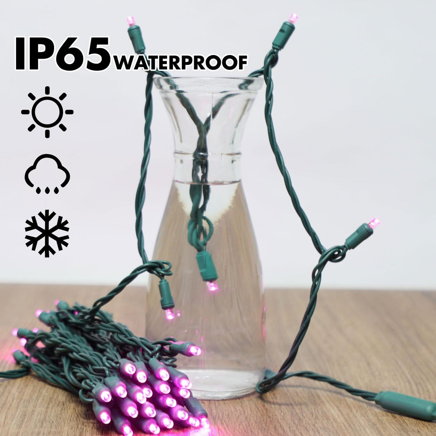 Pink Christmas String Lights, 50 LED 25 Feet Mini Valentine's Light,Waterproof Pink Lights for Indoor Valentine's Day Garland Wedding Party Festival Xmas Tree Decoration,Commercial Grade
