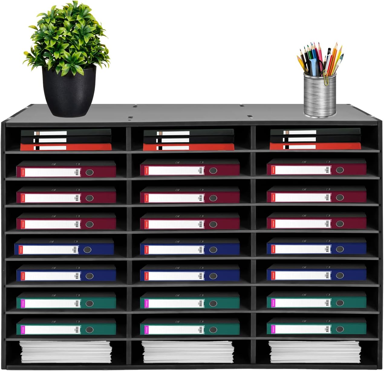 Literature Organizer 27 Slots Compartments Desktop File Sorter Mail Center Paper Storage Cabinet Home & Office Mailbox School Classroom Keepers
