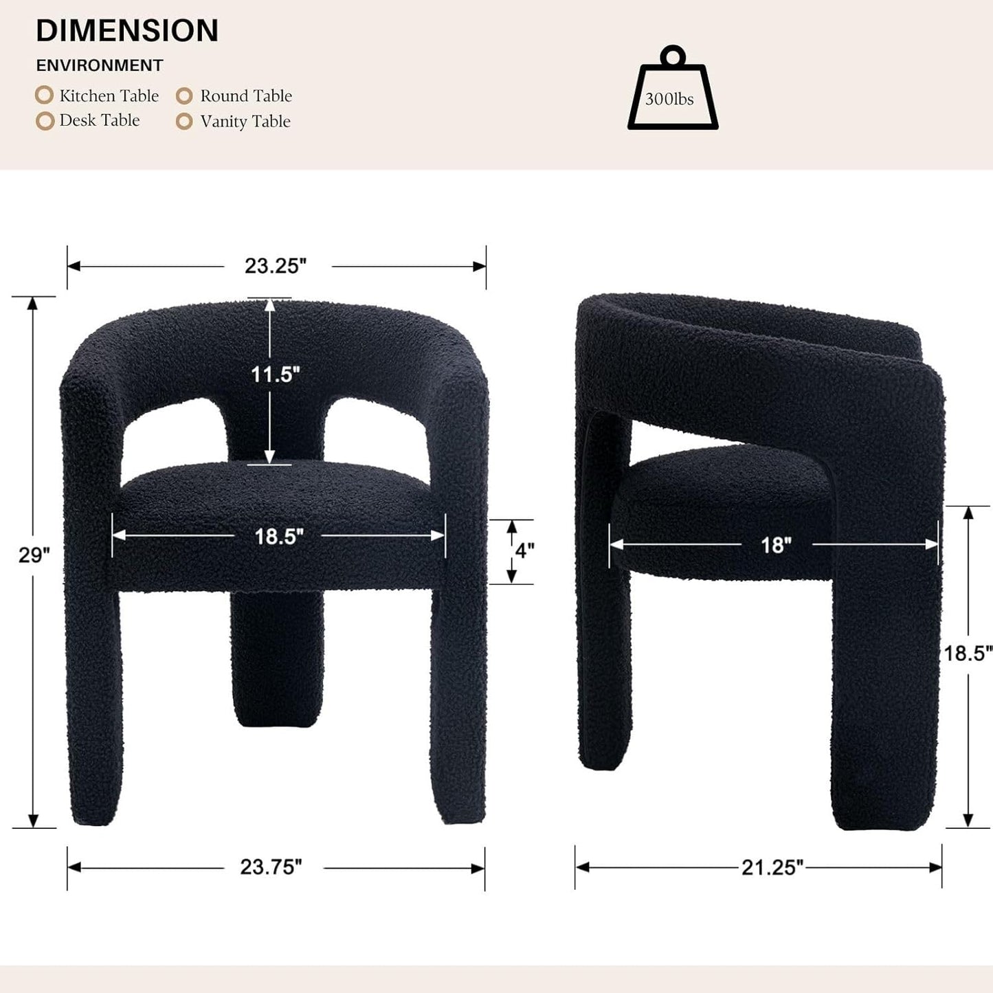 Black Sherpa Dining Chairs Set of 6, Modern Barrel Dining Room Chairs Upholstered Faux Fur Accent Chair with Arms and Round Back for Living Room Kitchen Armchair No Assembly Needed