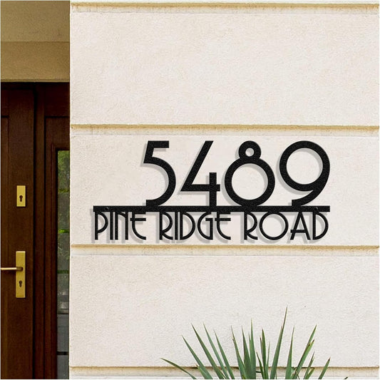 Personalized Metal House Number Sign for Outside Modern - Custom Outdoor Address Number Plaque Street Name Plaque House Letter Sign - Wall Art Decor - Unique Handmade New Home Gift Housewarming Gift