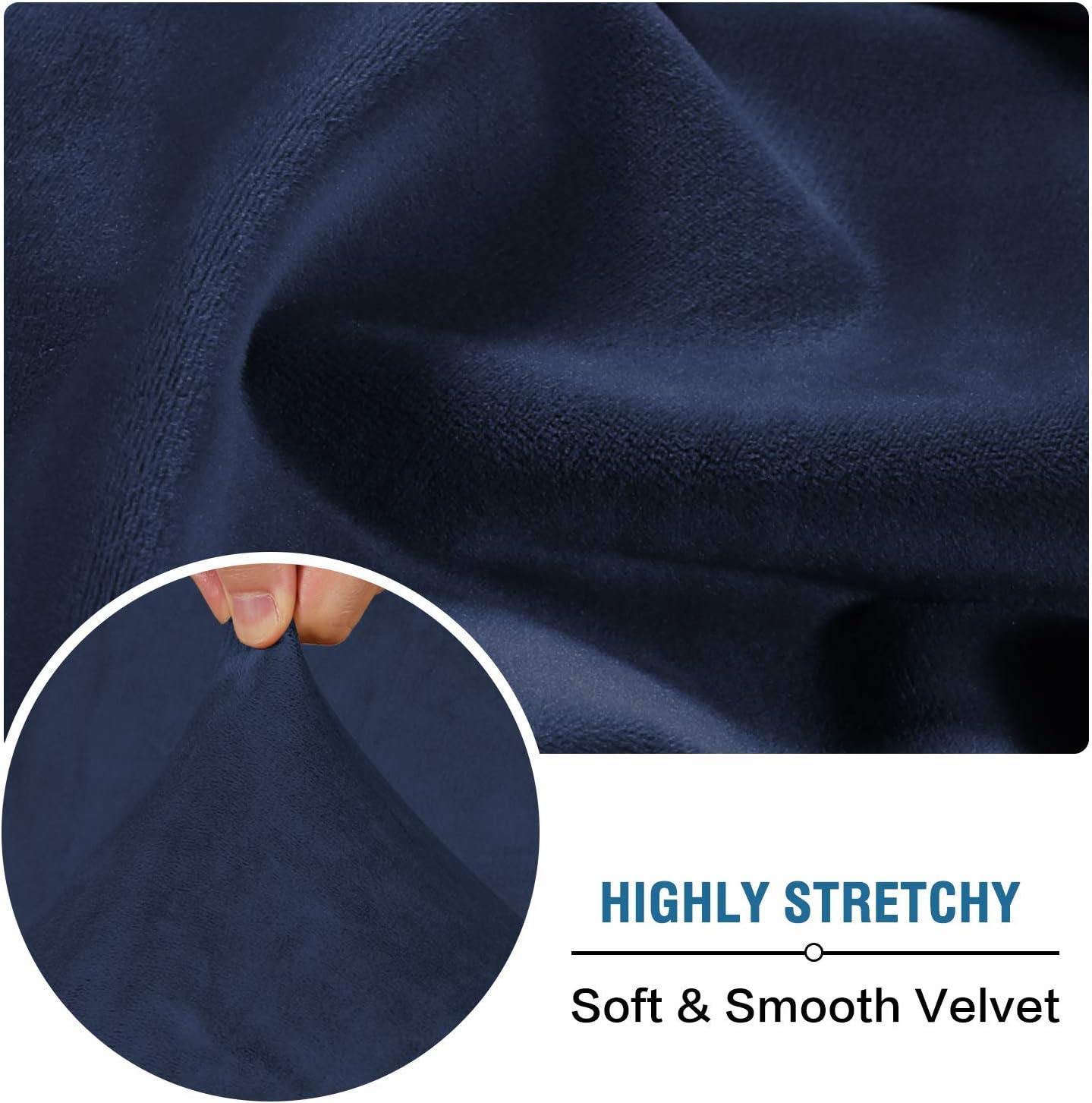 H.VERSAILTEX Velvet Stretch Couch Cushion Cover Plush Cushion Slipcover for Chair Loveseat Sofa Cushion Furniture Protector Seat Cushion Sofa Cover (2 Piece Large Sofa Cushion Covers, Navy)