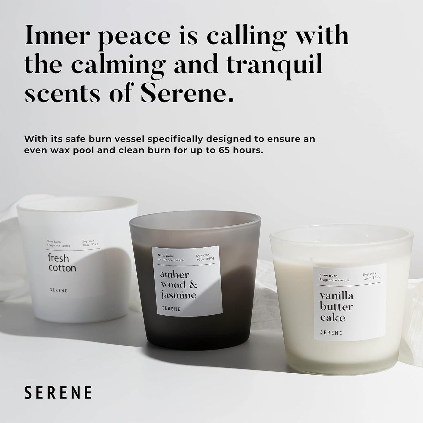 Hidden Label Large Scented Candle, Sicilian Lemon, 30oz 3 Wick Huge Candle, Serene Collection Slow Burn Natural Soy Candles for Home Scented