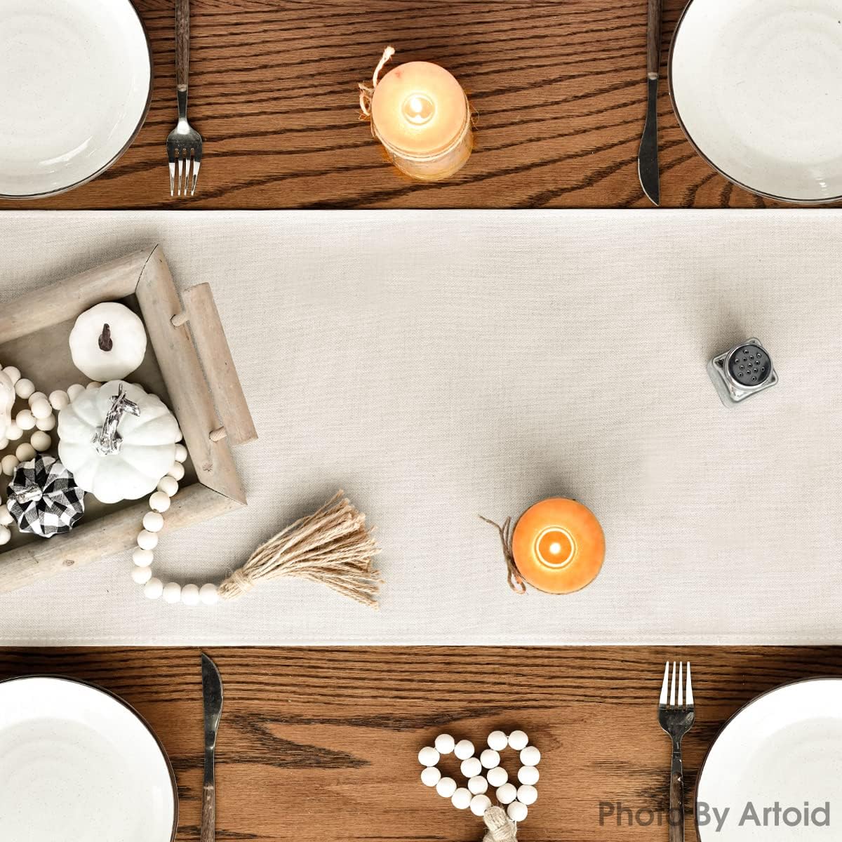 Artoid Mode Aqua Hello Pumpkin Leaves Fall Table Runner, Seasonal Autumn Kitchen Dining Table Decoration for Home Party Decor 13x36 Inch