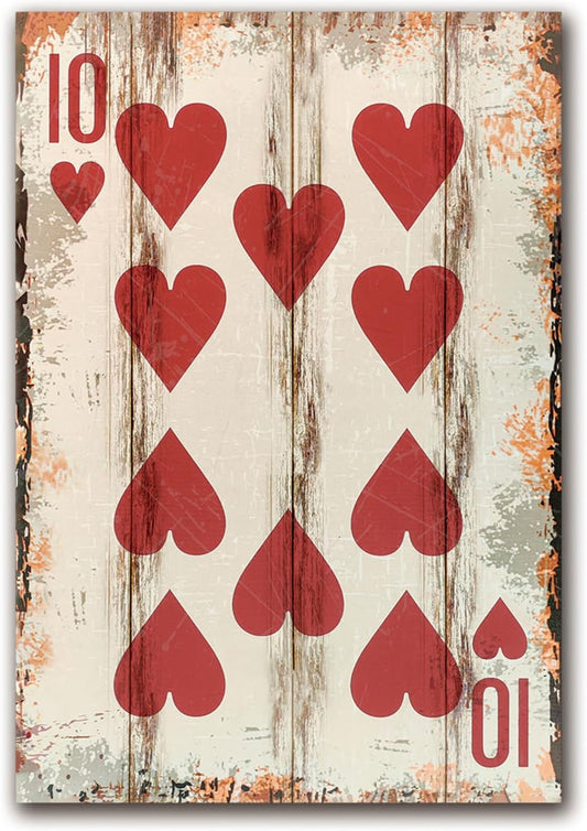 Poker Canvas Wall Art Print Ten of Hearts Game Room Wall Art Print Wall Decor Prints Poster With Framed