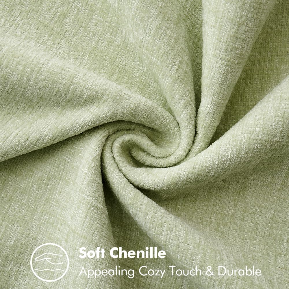 MIULEE Pack of 2 Couch Throw Pillow Covers 18x18 Inch Light Green Farmhouse Decorative Pillow Covers with Stitched Edge Soft Chenille Solid Dyed Spring Pillow Covers for Sofa Bed Living Room