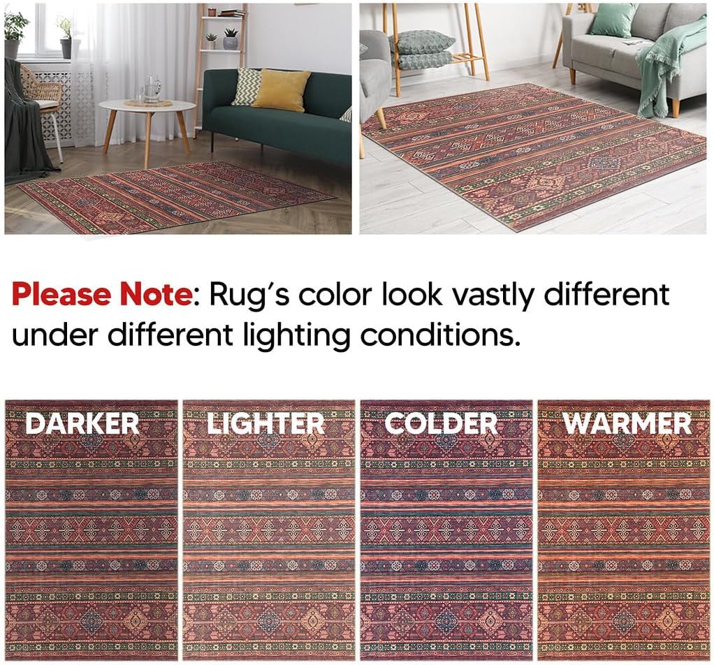 Keen Home Design 2x10 Rug - Machine Washable Runner with Non-Slip Backing, Ideal for Hallway, Entryway, Kitchen, Laundry Room - Vintage, Easy Clean, Durable, Low Pile Rug - (2'6" x 10')