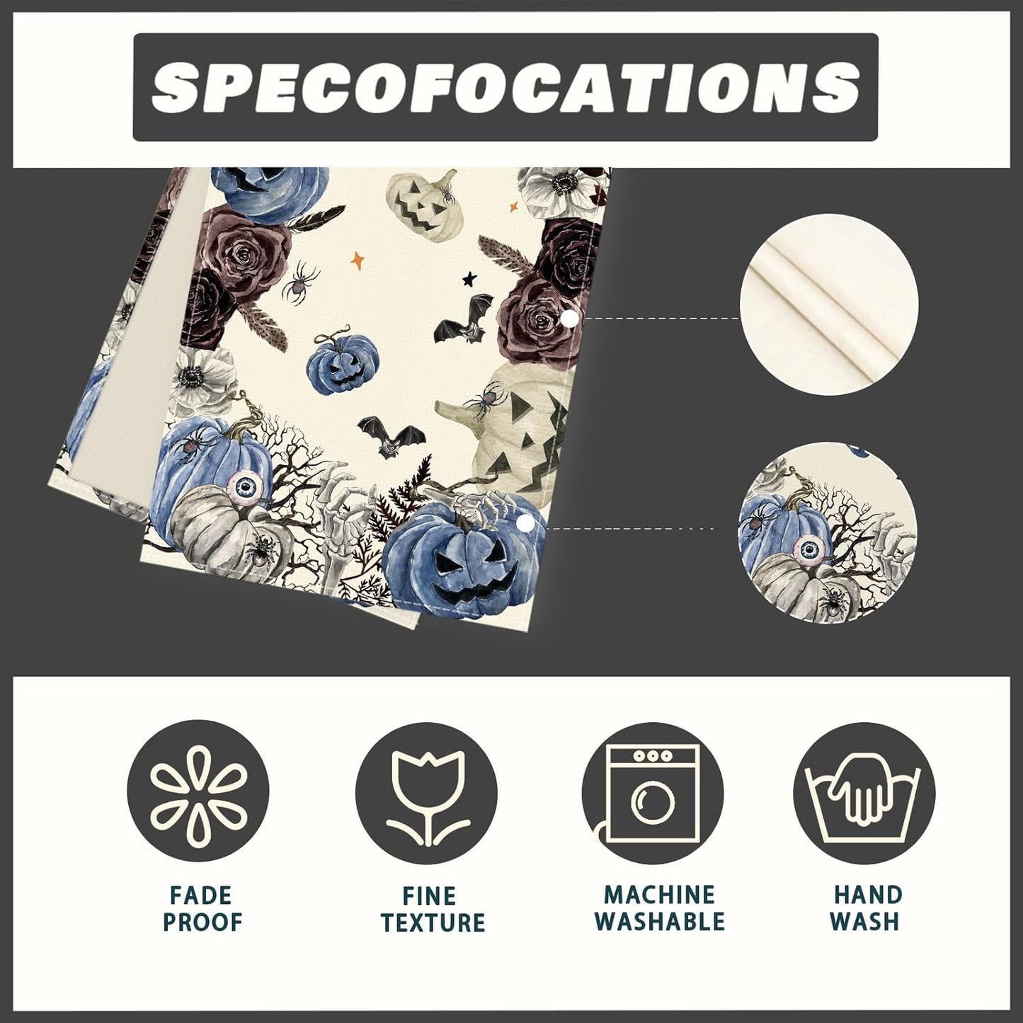 XCHI Spooky Blue Pumpkin Halloween Table Runner Party Table Decoration for Home Kitchen Dining Holiday Decor 13x108 Inch