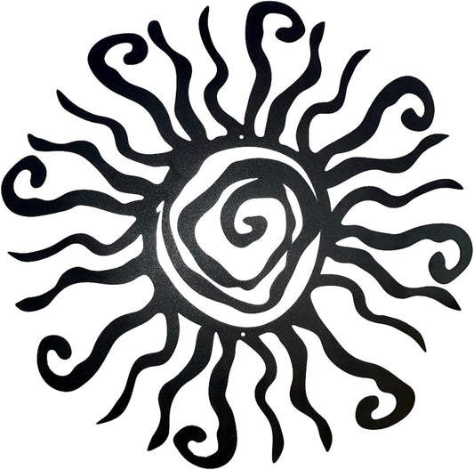 Riverside Designs Wacky Sun Metal Wall Art Indoor/Outdoor Decor - 24" Black Rust Proof Wall Sculpture - Made in USA - Ideal for Bedroom, Garden, Home, Patio and Farmhouse