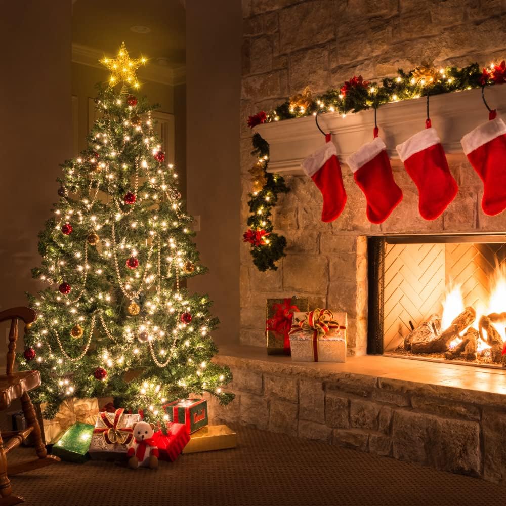 11.8 Inch LED Star Tree Topper - Gold Metal Ornament with 20 Lights for Christmas Tree Decoration