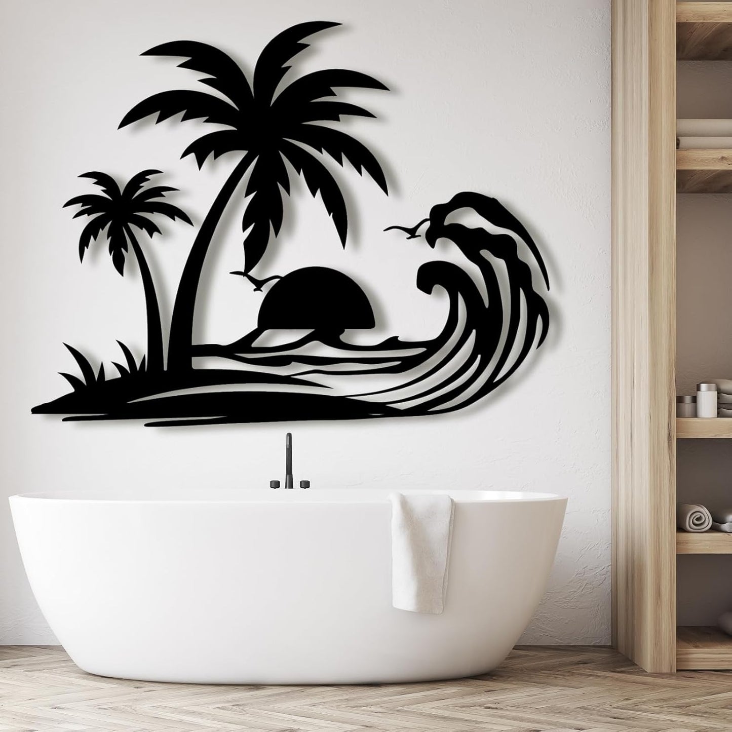 Palm Tree Metal Wall Decor,Palm Tree Metal Wall Art,Metal Palm Tree,Metal Palm Tree Wall Decor,Tropical Metal Wall Art,Beach Wall Decort,Metal Wall Decor (style 1,white,28 L" x 22 W" / 70 x 55 cm)
