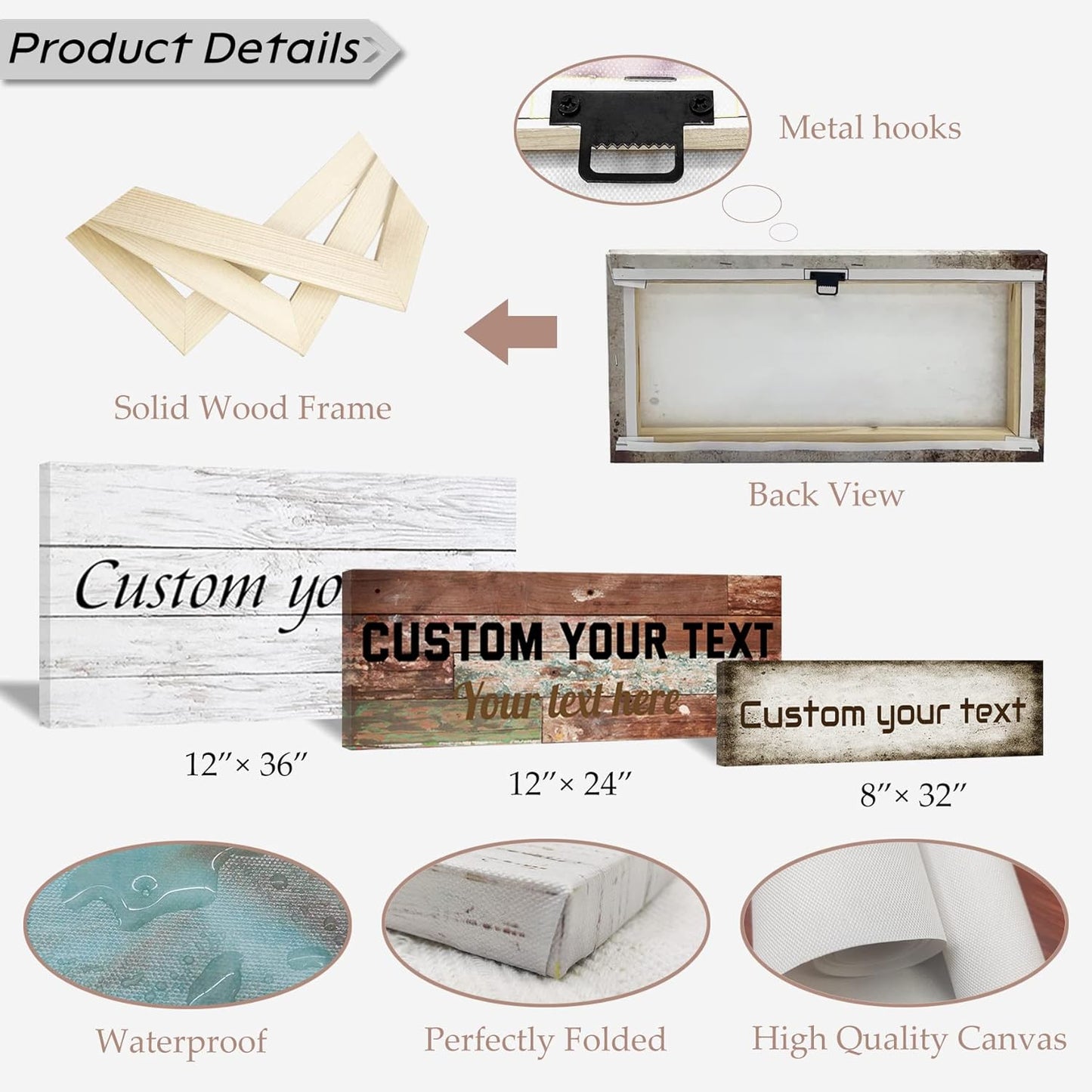 LZIMU Custom Signs for Wall Personalized Canvas Prints Sign with Your Text Customized Family Sign Wall Art for Rustic Farmhouse Home Decor (4"x8")