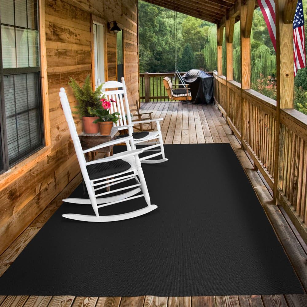 House, Home and More Indoor Outdoor Carpet with Rubber Marine Backing - Black - 6 Feet x 35 Feet - Durable, UV-Resistant - Adds Color and Comfort to Your Deck, Patio or Other Outdoor Rug Space.