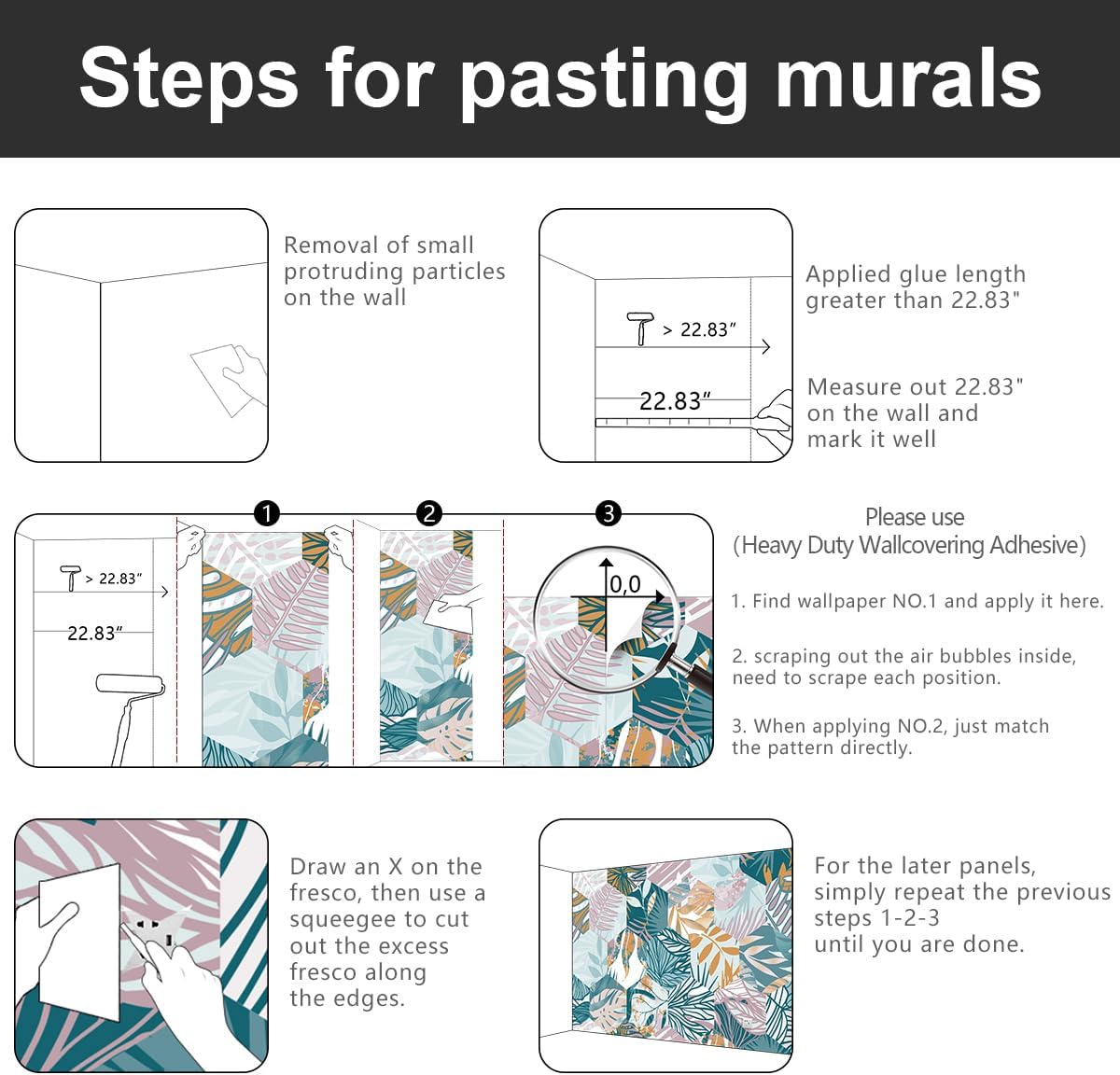 -Abstract Geometry Botanical Banana Leaf Fabric Wallpaper Living Room Bedroom Bathroom Tropical Plant Leaf Large Wall Mural- 160"x108"（ not Peel and Stick）