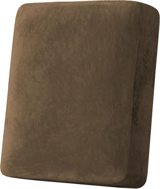 H.VERSAILTEX Velvet Stretch Couch Cushion Cover Plush Cushion Slipcover for Chair Cushion Furniture Protector Seat Cushion Sofa Cover (1 Piece Armchair Cushion Covers, Bronze Brown)