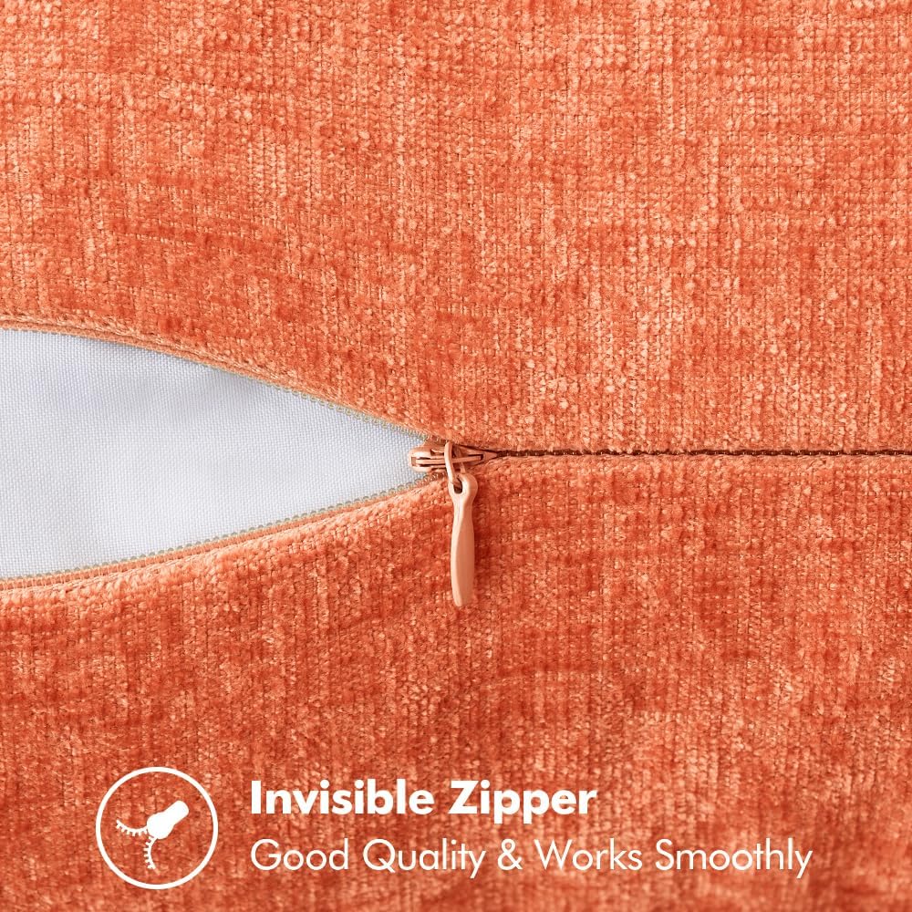 MIULEE Pack of 2 Couch Throw Pillow Covers 20x20 Inch Coral Red Farmhouse Decorative Pillow Covers with Stitched Edge Soft Chenille Solid Dyed Pillow Covers for Sofa Bed Living Room