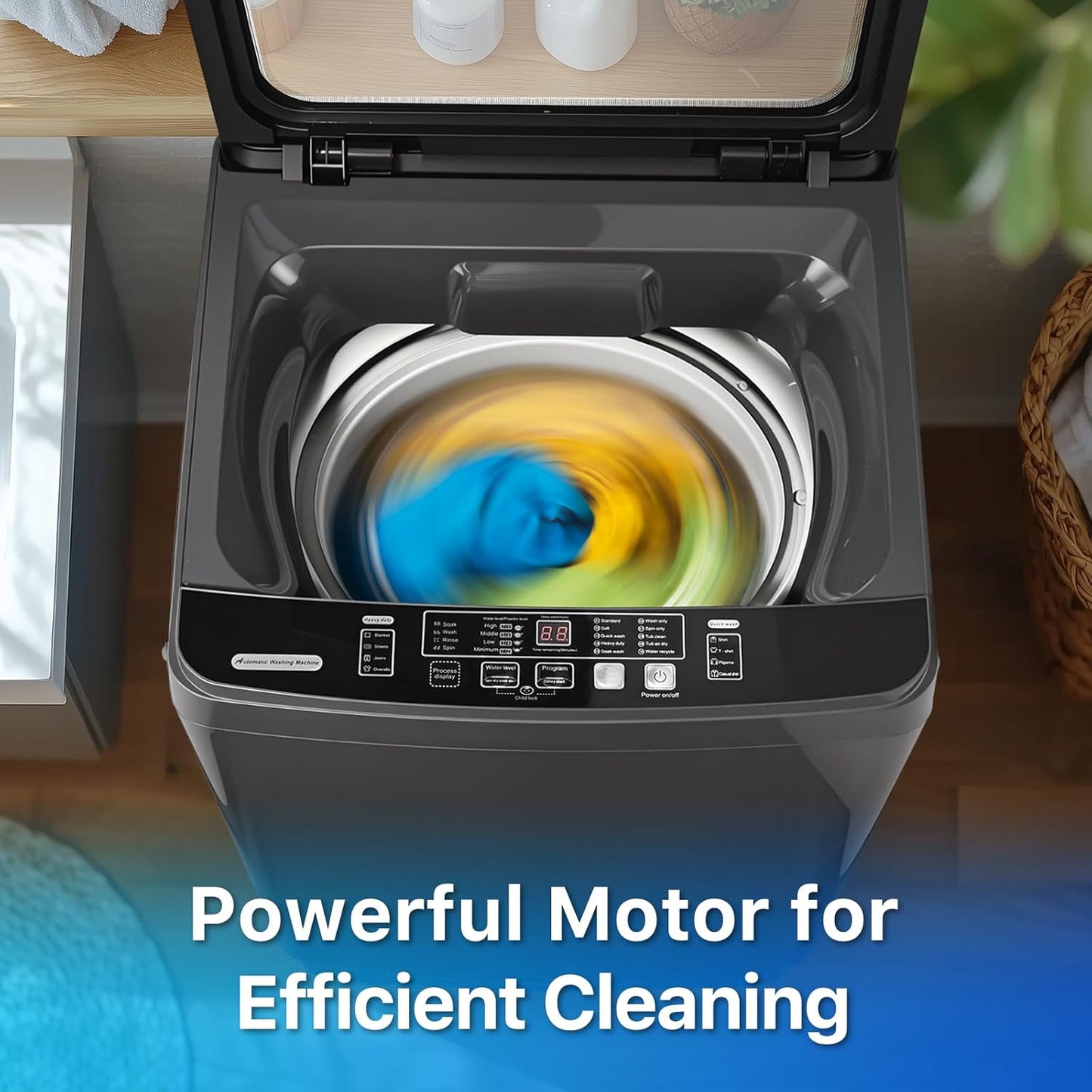 Portable Washing Machines 27 LBS Full Automatic Clothes Washer and Spinner Combo with 10 Program and 8 Water Level, Compact Laundry Wash Spin Dryer for Apartment RV Dorm, Grey