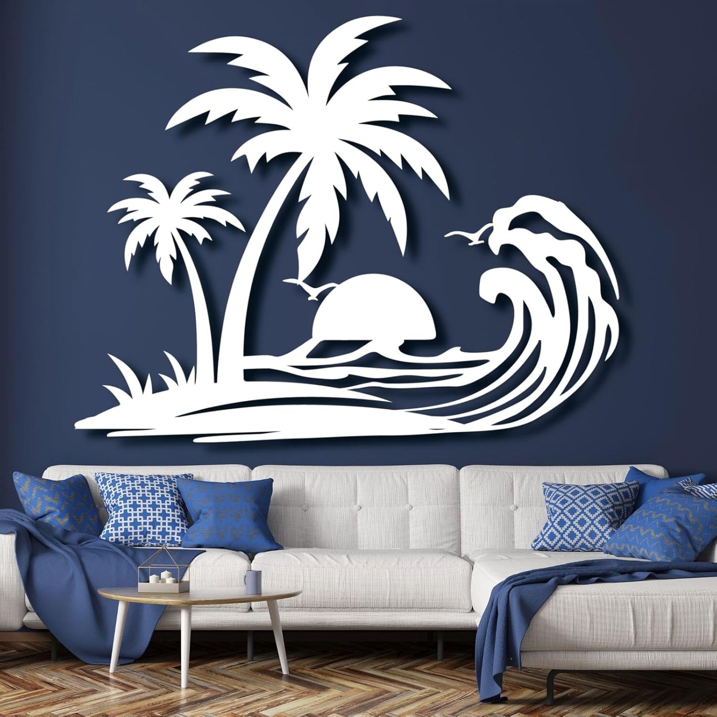 Palm Tree Metal Wall Decor,Palm Tree Metal Wall Art,Metal Palm Tree,Metal Palm Tree Wall Decor,Tropical Metal Wall Art,Beach Wall Decort,Metal Wall Decor (style 1,white,24 L" x 19 W" / 60 x 47 cm)