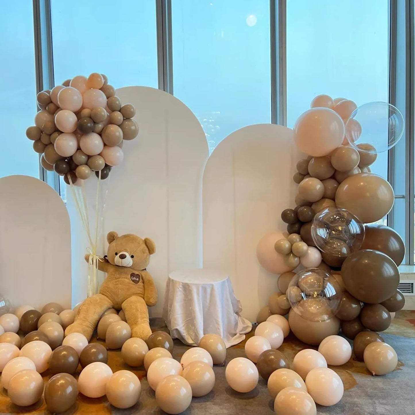 130pcs Tan Balloons Different Sizes 18" 12" 10" 5" Light Brown Latex Balloon Garland Arch Kit for Birthday Baby Shower Graduation Wedding Gender Reveal Anniversary Party Decorations