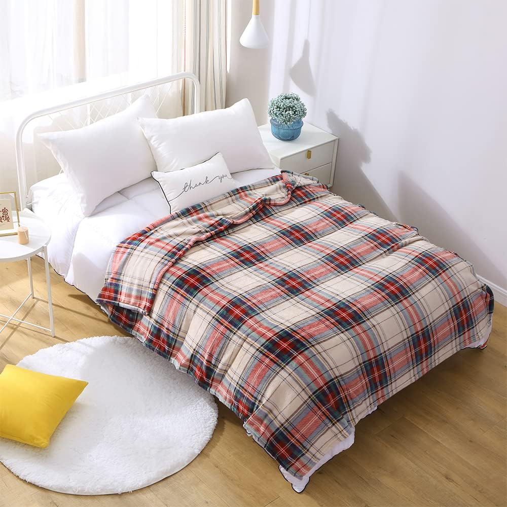 MERRYLIFE Plaid Throw Blanket for Couch | Soft Decorative Ultra-Plush Colorful| Throw Size Travel Blanket Plush|(50" 60",Tartan)
