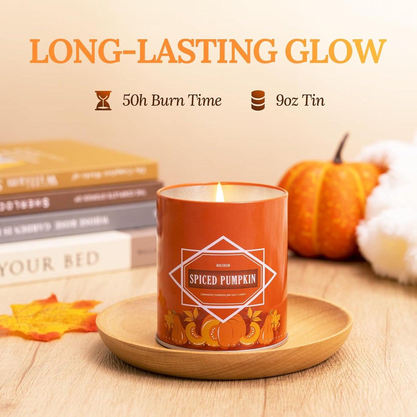 Fall Candles – 54oz (6×9oz) Soy Candles Gift Set with Autumn Scents: Pumpkin Spice, Cinnamon Clove, Apple Pie, Fireside Night, Hot Cocoa, Hello Fall – Gifts for Women & Men, Autumn Home Decor