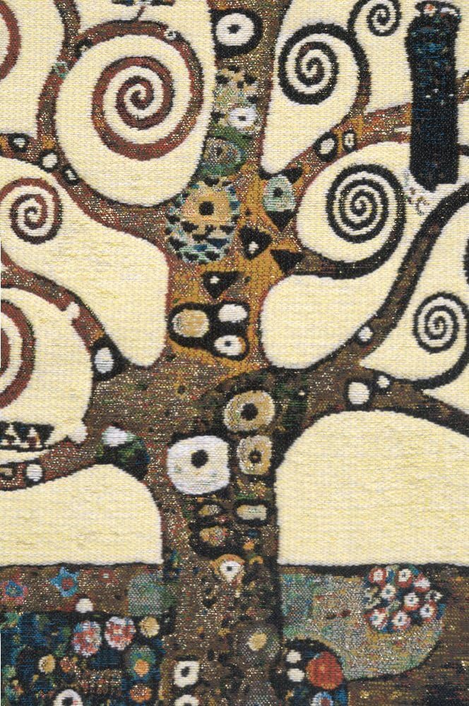 C Charlotte Home Furnishings Inc Lebensbaum Tree Belgian Cushion Cover | Pure Cotton Decorative Cushion Case | Cushion Cover for Indoor Use | 17x17 Inch Cushion Cover for Living Room I By Gustav Klimt