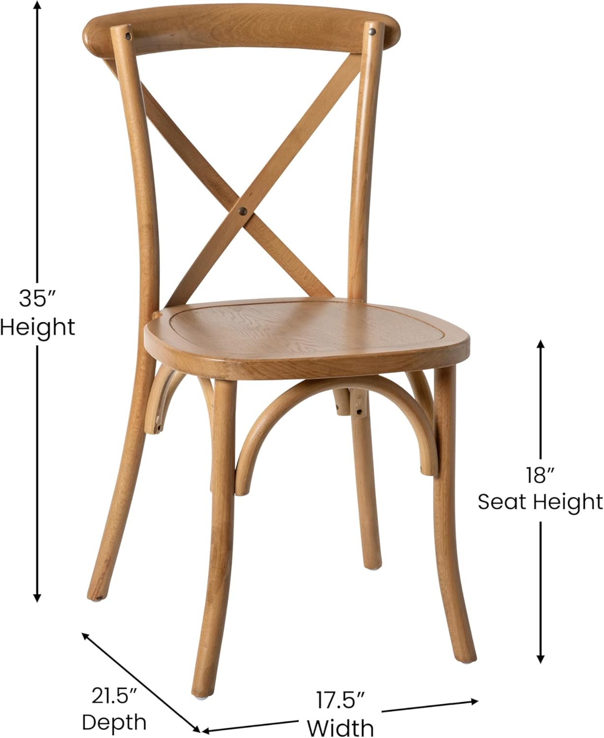 EMMA + OLIVER 2-Pack Light Brown X-Back Chair