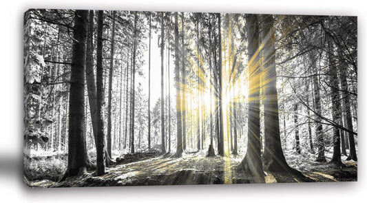 Yxbhhym-Bedroom Wall Art Decor for Living Room Large Canvas Prints Art Black and White Forest Wall Art Trees Picture Landscape Artwork for Wall Nature Scenery Poster Painting Office Decorations