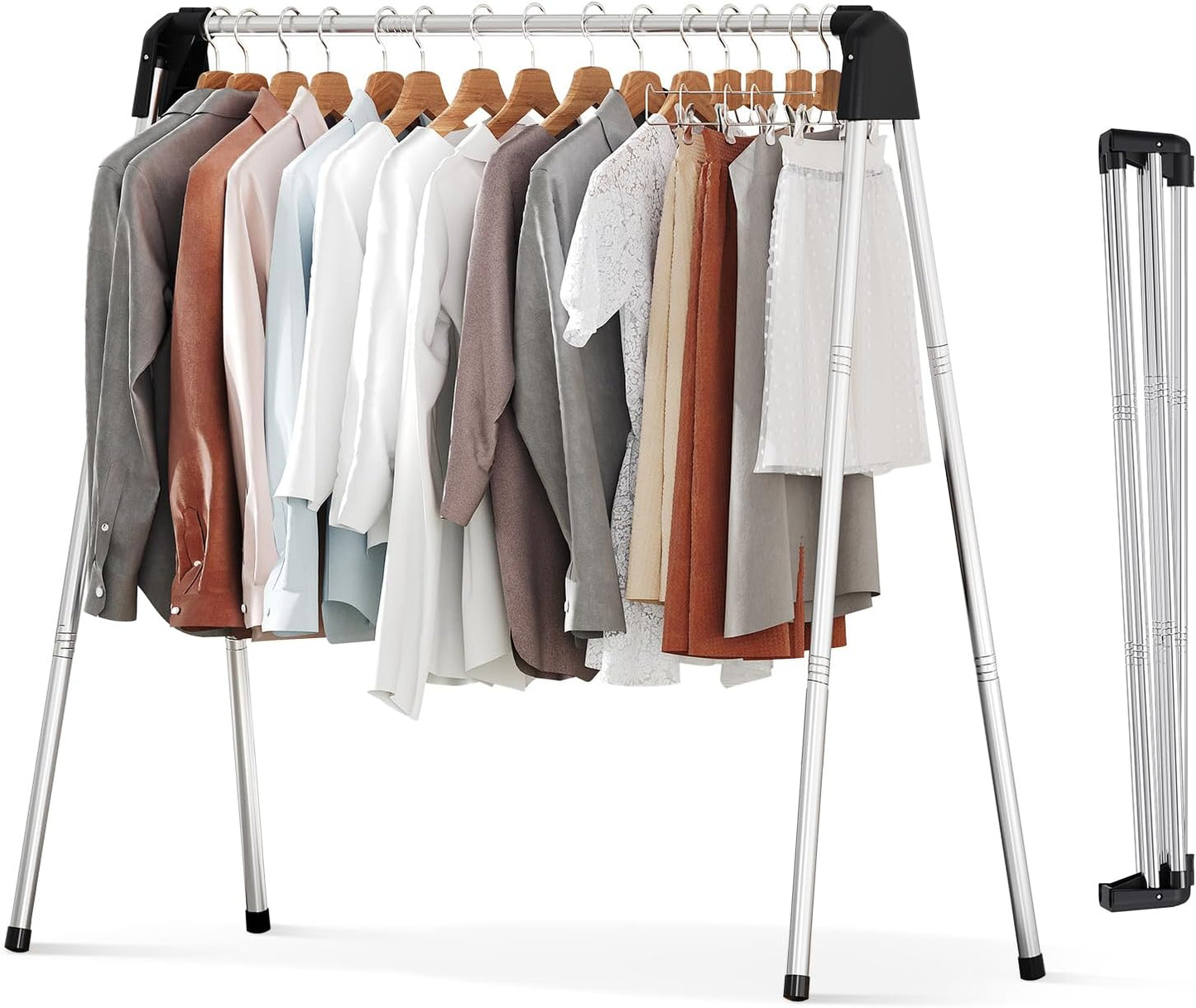 APEXCHASER Clothes Drying Rack Foldable, Stainless Steel Laundry Drying Rack Collapsible, Clothes Hanger for Sweater Baby Clothes Towel for Indoor & Outdoor, Portable Clothes Airer for Travel