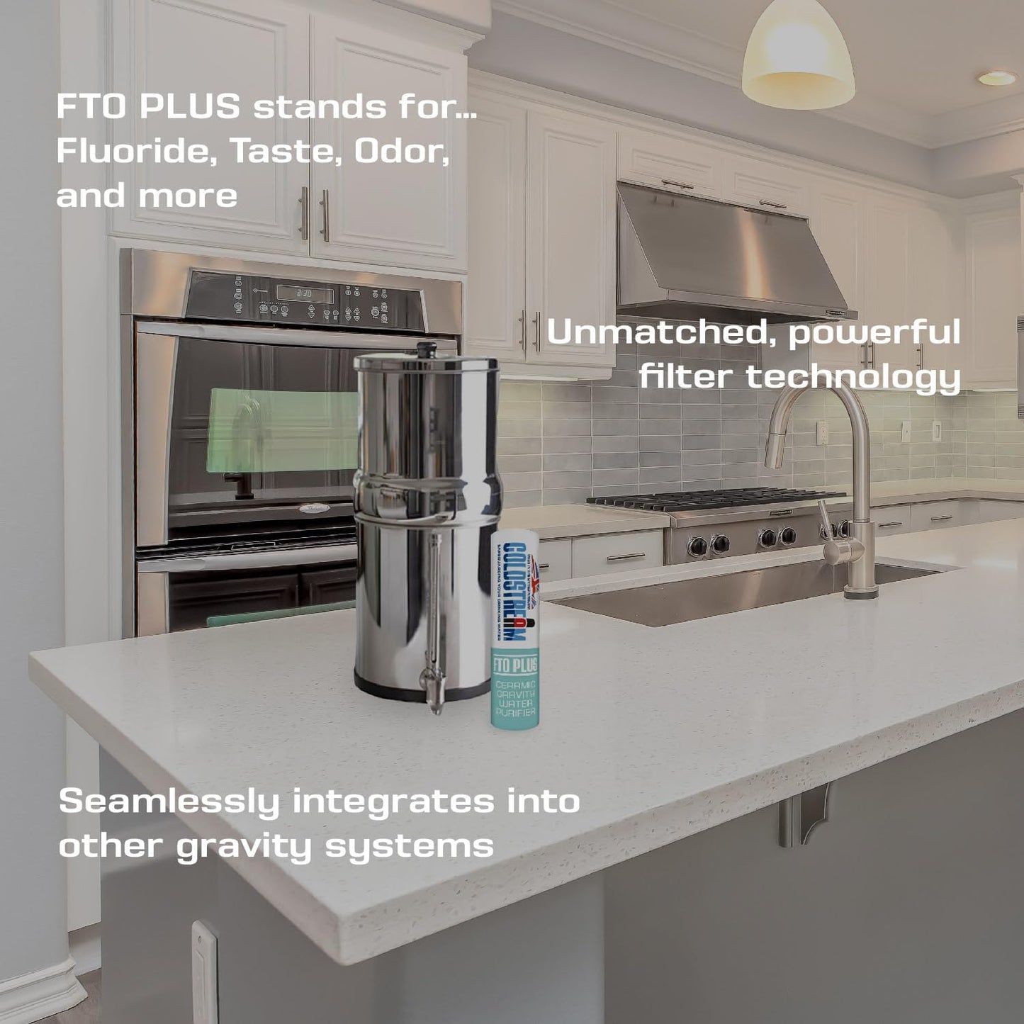 Coldstream FTO Plus Water Filter Cartridge (4 Pack) - Dependable for Easy Installation as a Berkey Replacement - Ceramic Gravity Filter For Stainless Steel Systems
