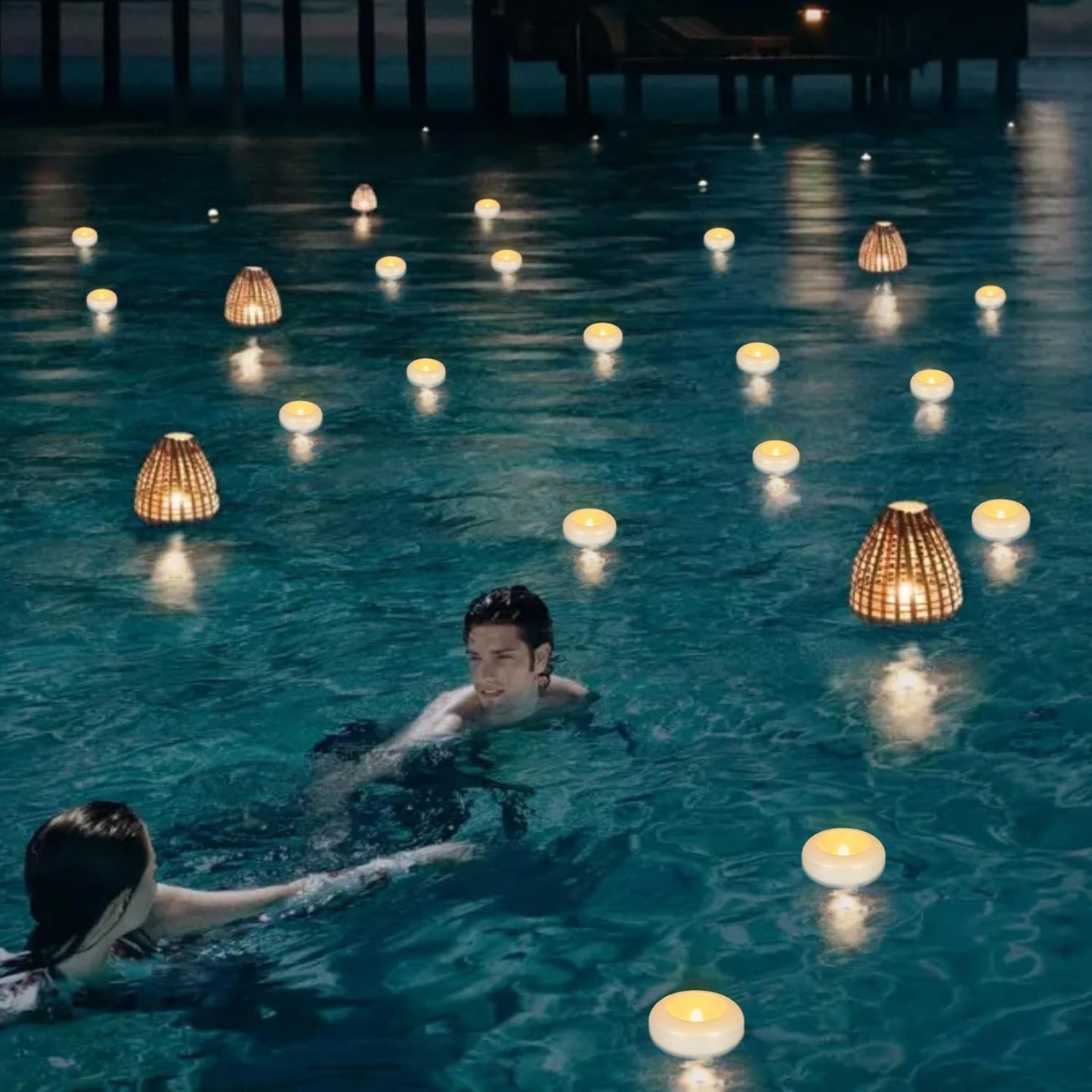 24 Pack 3”Floating Candles Water-Activated Flameless LED Candle, 120 Hour White Battery Operate Waterproof Tealights for Cylinder Vases, Centerpieces at Wedding, Party, Pool,Romantic.