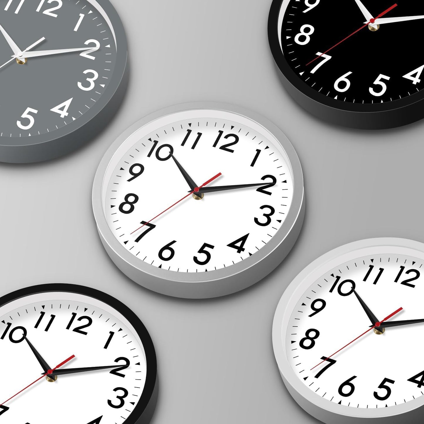 Wall Clock Small Analog 8 Inch Silent Non Ticking Battery Operated Modern Simple Decorative for Kitchen Office Bedroom Bathroom Living Room(Black)