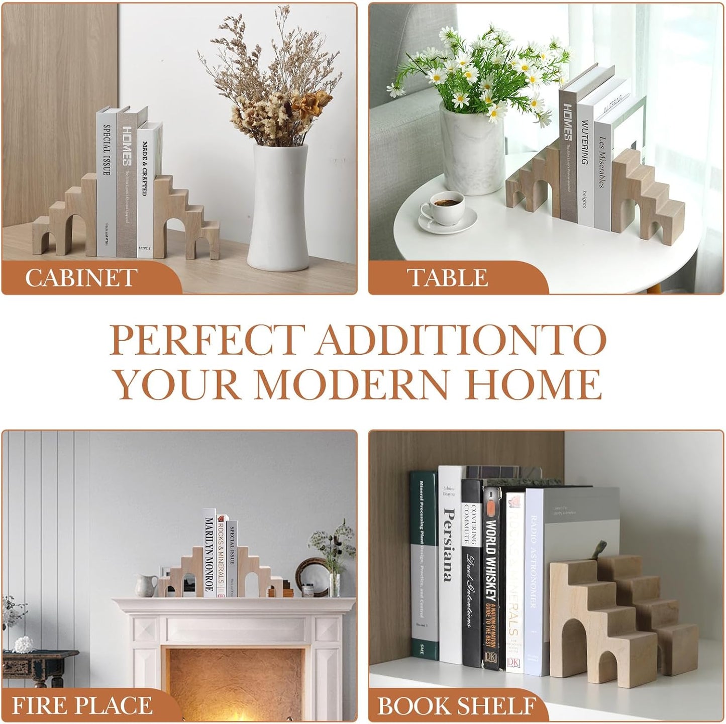 Natural Marble Book Ends for Shelves, Decorative Bookends for Heavy Books, CastleGuard Bookend Book Holder Stopper for Home Office Desk Bookshelf Decoration, Turkey Natural Marble, Set of 2