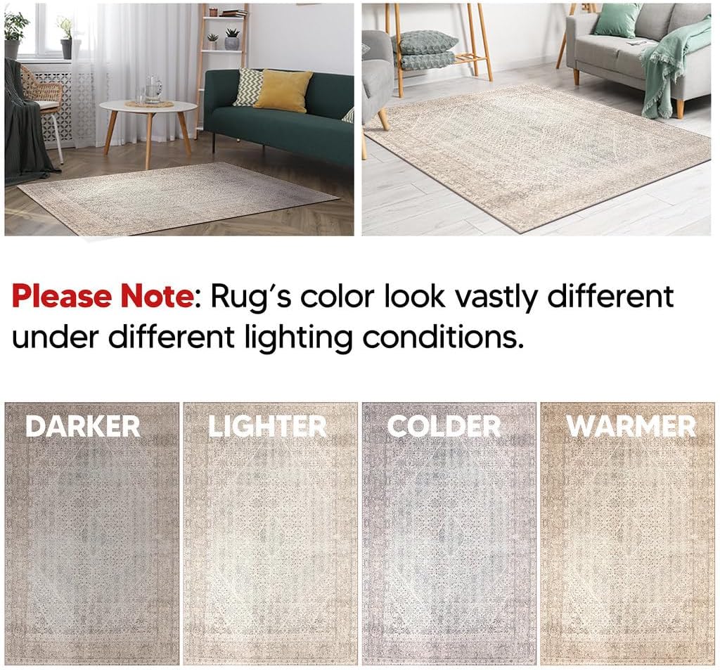 Keen Home Design 3x5 Rug - Machine Washable Entry Rug with Non-Slip Backing, Ideal for Enteryway, Kitchen, Bathroom, Laundry Room - Vintage, Easy Clean, Durable, Low Pile Rug - (3' x 5')