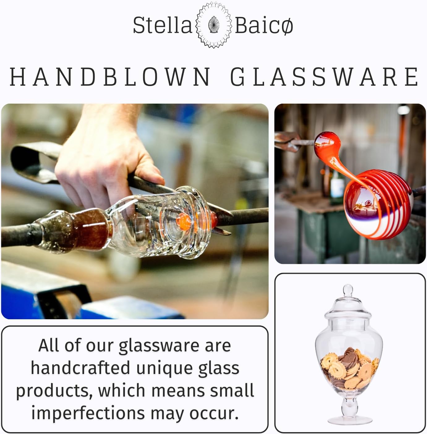 Clear Glass Apothecary Jars with Lid, Glass Candy Jar for Candy Buffet, Elegant Decorative Glass Jars for Wedding, Display and Party, Large Candy Canisters (Height: 12.6", Diameter: 6.3")