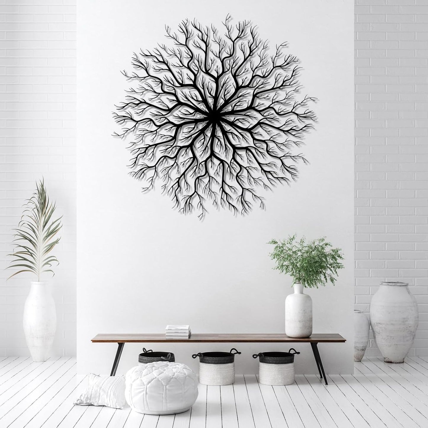 Tree of Life Metal Wall Art, Metal Tree Wall Art, Large Round Sculpture, Round Branch Wall Decor, Large Branch Artwork, Nature Sign, Wall Decor for Living Room, Housewarming Gift (Gold, 39"x39"|100x100cm)