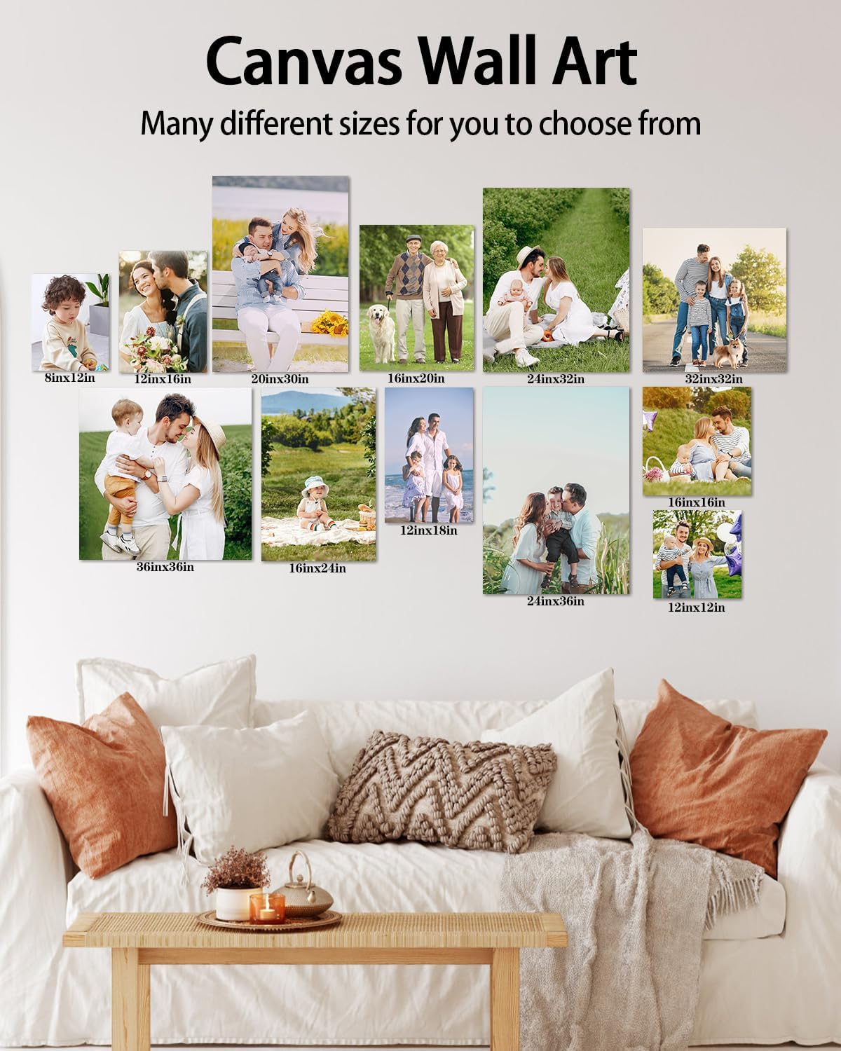 Personalized Custom Canvas Wall Art, Custom Canvas Prints with Your Photos for Living Room, Bedroom, Wedding Pet Baby Family Photo Framed Wall Art, Customized Photo Gift for Family，Friend，Lover，Pet (32L" x 24W")