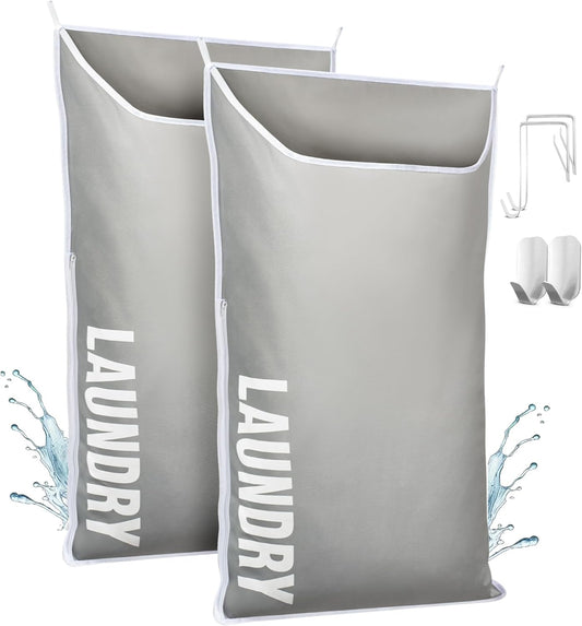 Hanging Laundry Hamper Bag XL 40x22", Space Saving over the Door Storage Bags, Behind the Door Hampers for Dirty Clothes & Wall Mounted Basket for Bathroom, Organizer for Small Room Spaces RV