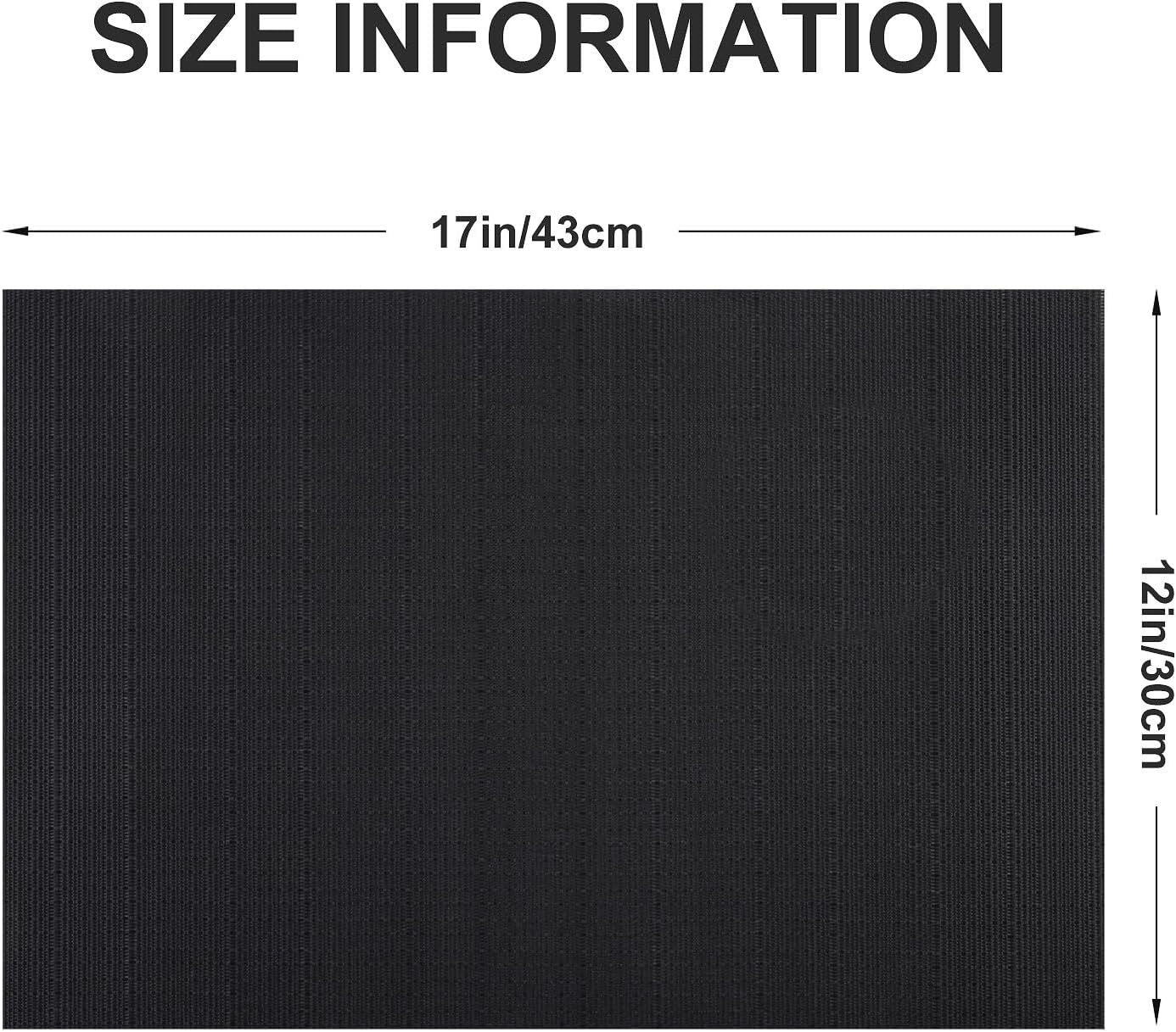 Vinyl Placemats Set of 8, PVC Woven Washable Non-Slip Table Mats, Heat Resistant Wrinkle Free Place Mats for Dining Table, Easy to Clean (8, Black)