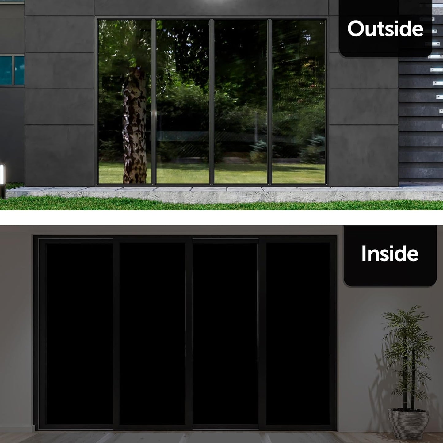HIDBEA Mirror Blackout Window Film,100% Light Blocking Room Darkening Window Privacy Film,Mirror Glass Window Film Heat Control,Removable Window Cover Tint for Day Sleep(Mirror Black,23.6in x 6.5ft)