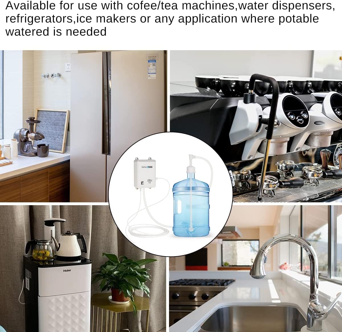 Bottle Water Dispenser Pump System Self-Priming 110V AC US Plug Drinking Water Pump Single Tube Food Grade Suitable for Coffee/Tea Maker, Water Dispenser, Refrigerator, Ice Maker