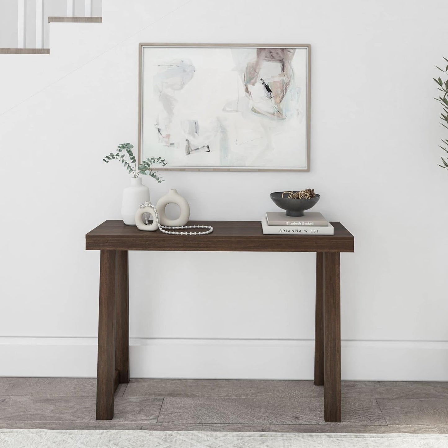 Plank+Beam Solid Wood Console Table, 46.25 Inch, Sofa Table, Narrow Entryway Table for Hallway, Behind The Couch, Living Room, Foyer, Easy Assembly, Walnut