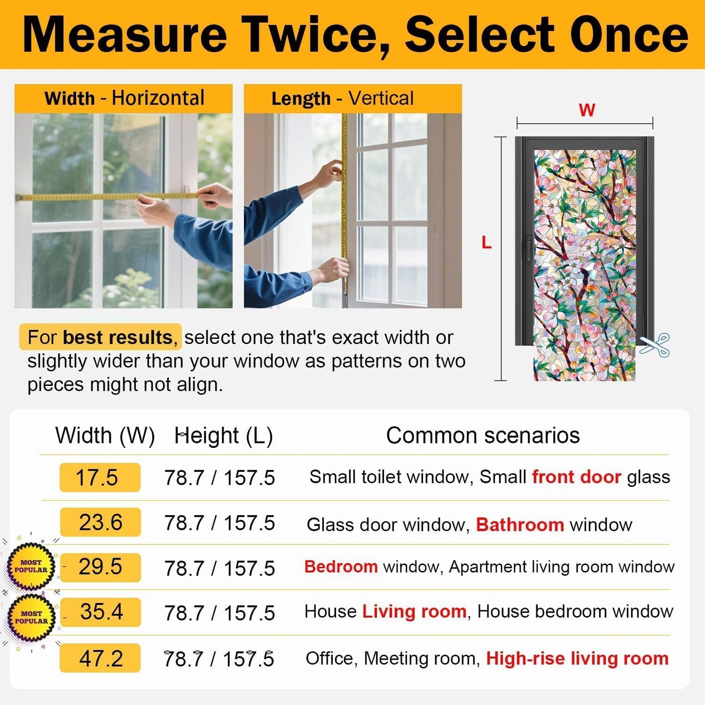 Rainbow Window Privacy Film Decorative, 3D Decals Stained Glass Clings, Static Cling Sticker, Suncatcher Windows Cover Tint for Home, 47.2 Inch x 78.74 Inch