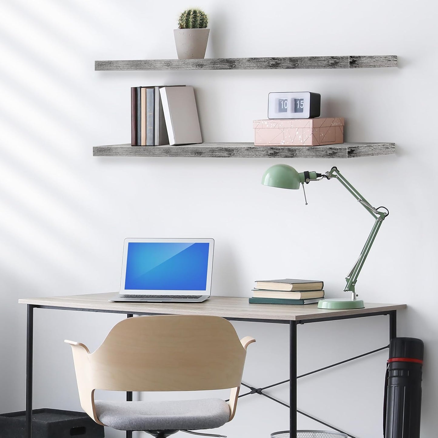 Sorbus Floating Shelves for Wall - 35 Inch Long Bathroom Shelves, Wall Decor for Bedroom, Kitchen, Living Room & Book Storage - Mounted Floating Shelf with Invisible Brackets (Gray, 3 Pack)
