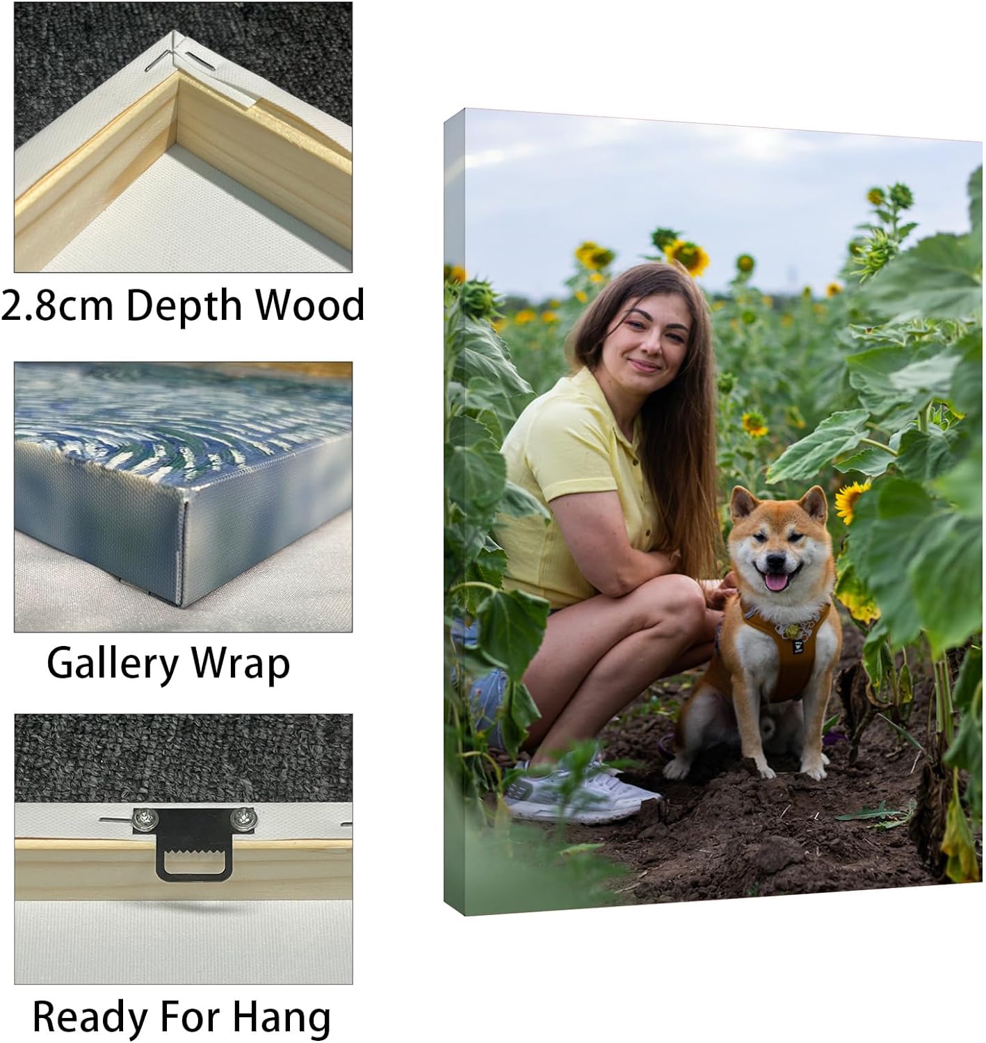 Custom Canvas Prints with Your Photos (12x24, Framed Canvas) Customized Wall Art Personalized Canvas Pictures for Pet/Family Gifts for Mom/Men/Women