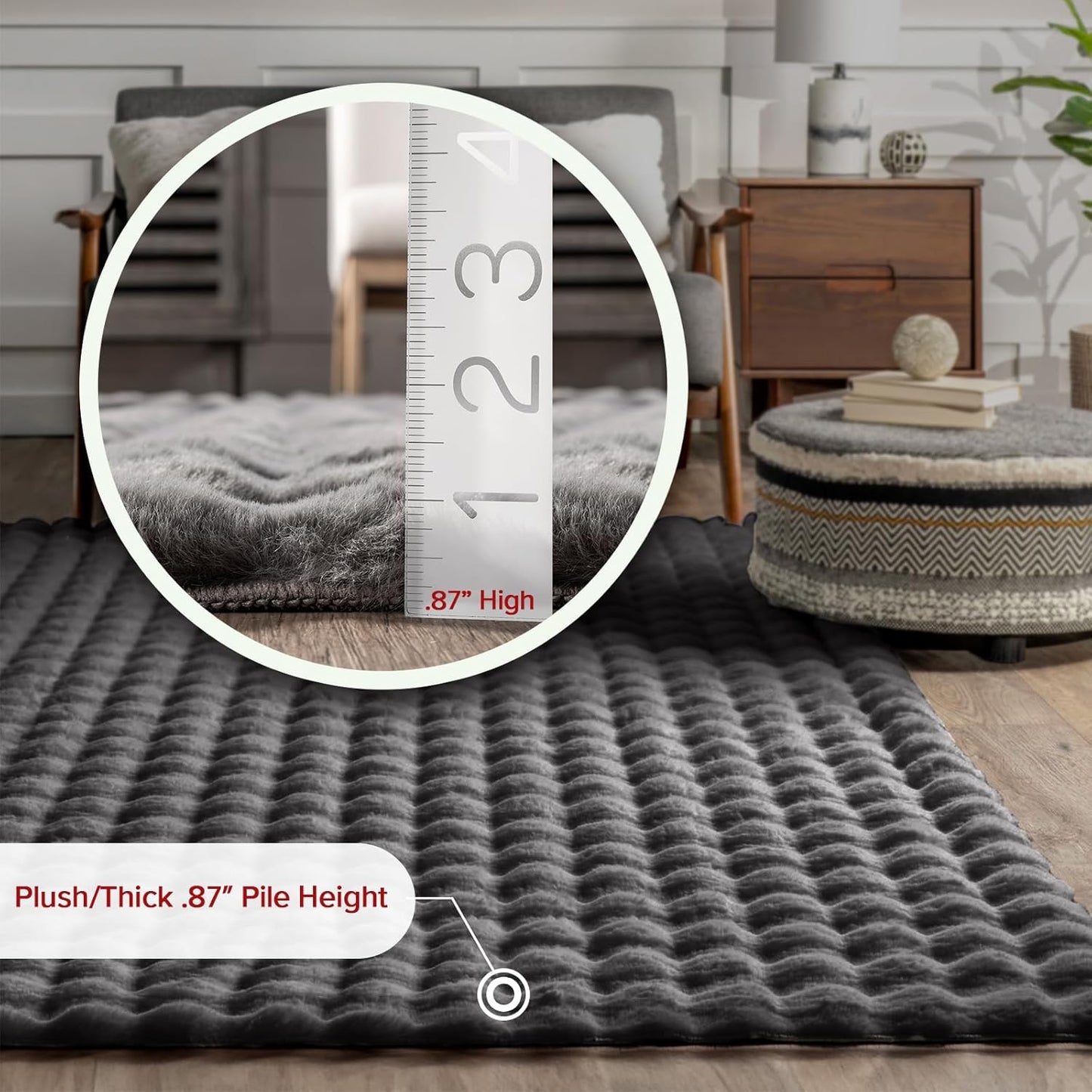 nuLOOM Jeni Checkered 6x9 Machine Washable Area Rug for Living Room Bedroom Dining Room Kitchen, Dark Grey