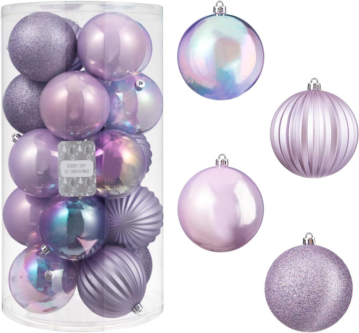 Every Day is Christmas 20ct Christmas Ornaments, Shatterproof Christmas Tree Ornaments Set, 92cm/3.6" Christmas Balls Decoration