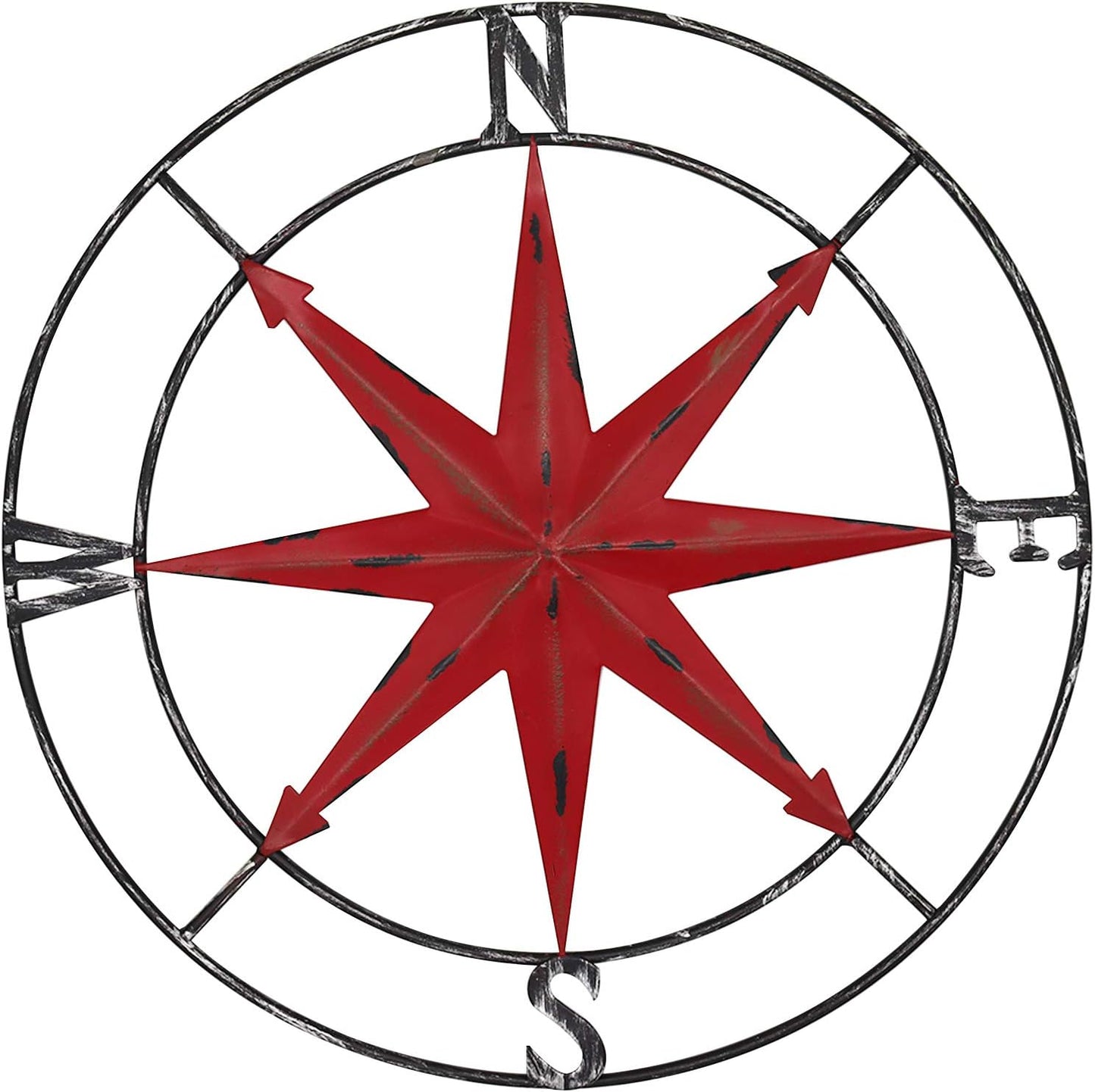 aboxoo Round Metal Compass Decorative Compass Metal Wall Art Hanging Wall Sculpture 11 Inch Diameter Farmhouse Decor Indoor or Outdoor Sign
