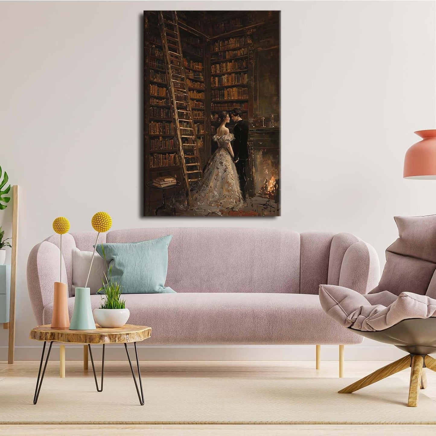 Gothic retro library scene decoration melancholy calm art college style wall aesthetic antique style home decoration suitable for bedroom living room20x30in Wood Framed