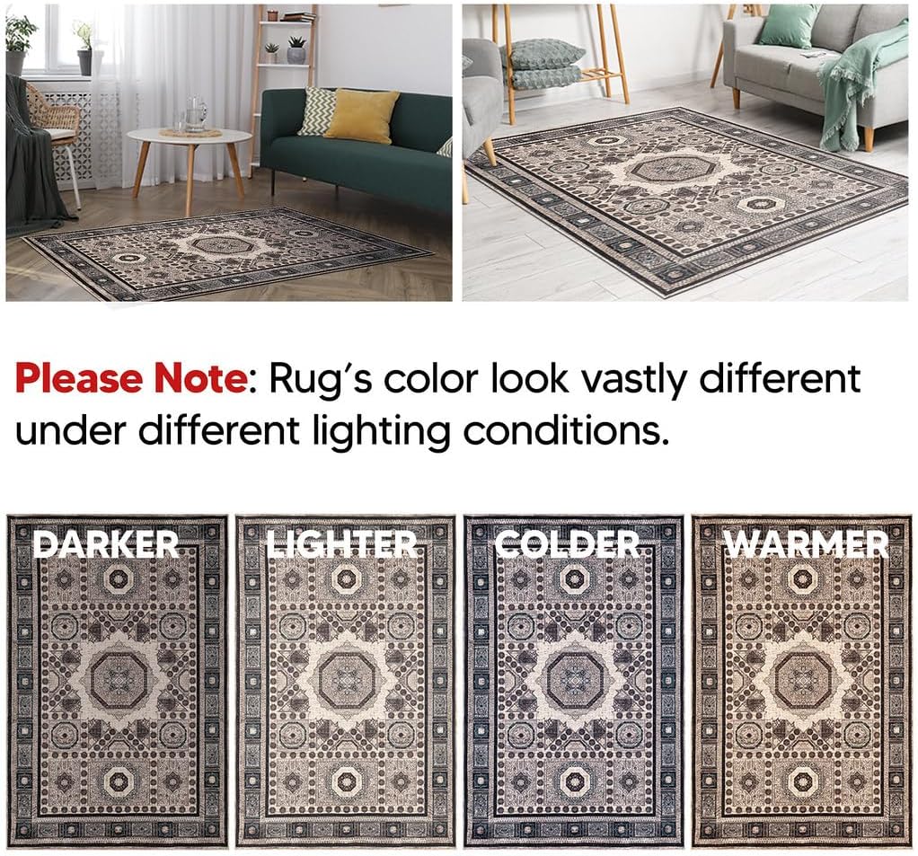 Keen Home Design 2x10 Rug - Machine Washable Runner Rug with Non-Slip Backing, Ideal for Hallway, Entryway, Kitchen, Laundry Room - Vintage, Easy Clean, Durable, Low Pile - (2'6" x 10')